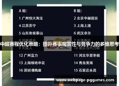 中超赛程优化策略:提升赛事观赏性与竞争力的多维思考 中超赛程优化策略:提升赛事观赏性与竞争力的多维思考